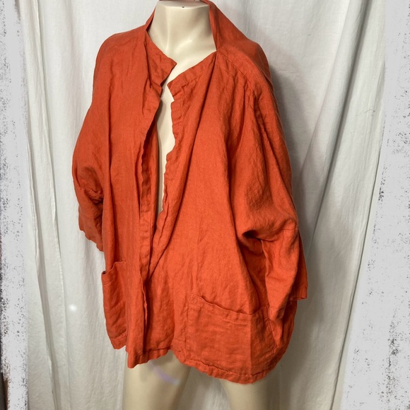 notPERFECTLINEN Jackets & Blazers - notPERFECTLINEN not perfect linen orange linen Sintra one size jacket cardigan